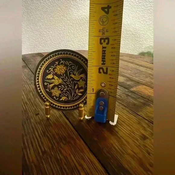 Damascene Gold Dove Design Round Decorative Mini Plate by Midas of Toledo Spain - Picture 8 of 8